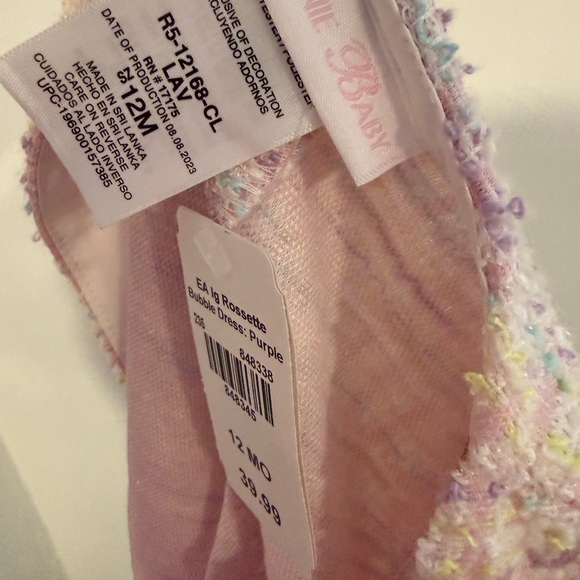 Girls Bonnie Baby 12m Pastel Tweed Coat with Lavender Tulle Dress Easter Dress - Picture 6 of 10